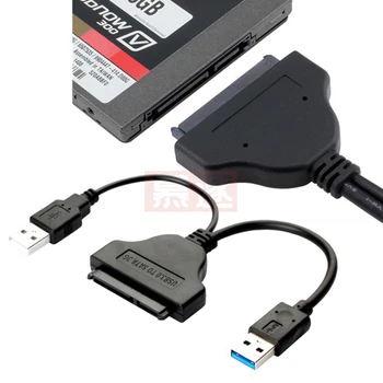 USB 3.0 prie SATA 22Pin Adapterio Kabelis, skirtas 2.5 / 3.5 colių HDD Išorinio Maitinimo Kietajame Diske Skaičiuoklė