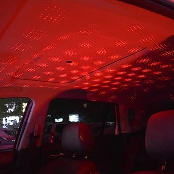 USB Automobilio Salono Stogo Atmosfera Žvaigždėtas Dangus Lempa LED Projektorius Star Naktį Šviesiai Raudona Mėlyna Žalia Šviesa