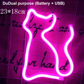 USB/Baterija Kūrybos LED Neon Light Pasirašyti MEILĖS Katė Vaivorykštė Lūpų Neoninės Lempos partijų Vestuvių Miegamasis Namų Dekoro Naktį Lempa