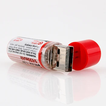 USB baterijos AA 1.2 V 1450mAh NI-MH Elementų USB Įkraunamas Akumuliatorius, LED Indikatorius (Raudonas)