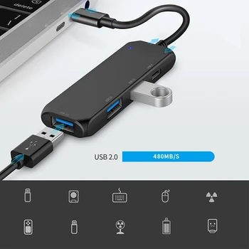 USB C HUB USB-Koncentratorius Splitter USB3.0/2.0 USB-C, Didelės Spartos Duomenų Perdavimo Macbook Air Pro Nešiojamas USB C Hub