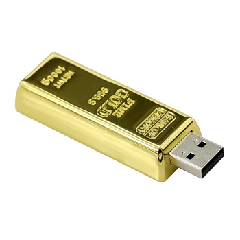 USB Flash Diskas 128GB Vėliau kaip Metalo Lydiniams, Aukso Baras, USB 2.0 Flash Drive 256 GB USB Key Memory Stick 8GB 16GB 32GB 64GB Pendrive