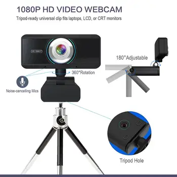 USB Web Kamera 1080P HD 5MP Auto Focus Kompiuterio, Fotoaparato, Kameros Built-In Garso mažinimo Mikrofonas 1920 *1080 Dinaminis Nutarimu