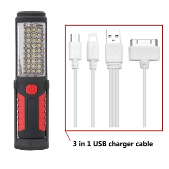 USB Įkrovimo/3*AA 36+5LED Magnetinio Dirbti Ranka Žibintuvėlis, Avarinis Tikrinimo Darbo Žibintuvėlis Šviesos Kablys Magnetas Nešiojamų Žibintų