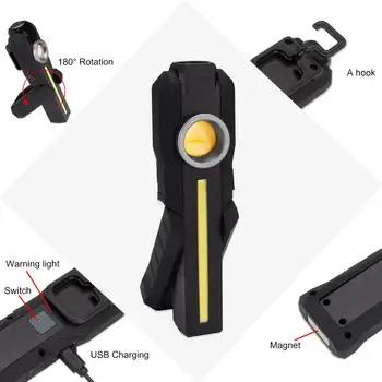 USB Įkrovimo Darbą Šviesos XPE+COB Geltona Šviesa+COB Baltos Šviesos Fakelas, Kempingas/Namų Dezinfekavimo Žibintuvėlis Nešiojamų Lanter