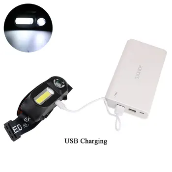 USB Įkrovimo Nešiojamas Mini XPE+COB LED Žibintai 6 Režimai Stovyklavimo Žibintas Žvejybos priekinis žibintas Darbo Žibintuvėlį, Fakelą