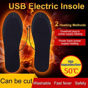 USB Šildomos Batų Vidpadžiai Elektros Koja Atšilimo Trinkelėmis Kojų Šilčiau Kojinių Padas Mat Žiemos Lauko Sporto Šildymo Vidpadžiai, Žiemą Šilta