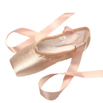 USHINE 29-44 profesionalūs aukštos kokybės ponios satino baleto batelių su kaspinais baleto pointe batai balerinos merginos moters