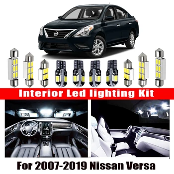 Už 2007-2019 Nissan Versa, Baltas automobilių reikmenys Canbus Klaidų, LED Interjero Šviesos Skaitymo Šviesos Rinkinys Žemėlapis Dome Licencijos Lempos