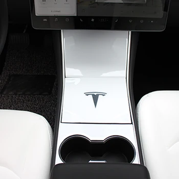 Už Tesla Model 3 17-20 Automobilių Konsolė Wrap Klijai Anglies Pluošto Juoda Balta Klijai Tesla 4PCS/Set Modelis 3