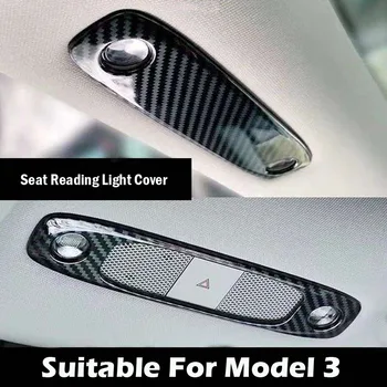 Už Tesla Model 3 Automobilių sėdynės skaitymo šviesos Rėmai padengti ABS Anglies pluošto Lempos Modifikuotų dekoratyvinis pleistras priedai