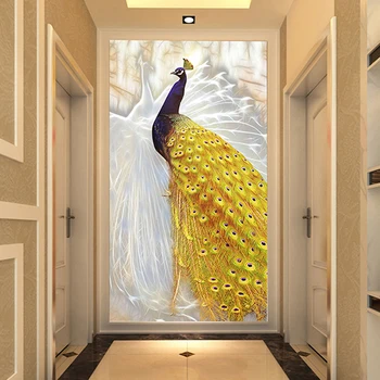 Užsakymą Bet kokio Dydžio 3D Foto Tapetai Balta Geltona Povas Kambarį Įėjimo Fono Sienos Menas Namų Dekoro Sienos Popieriaus Freskos