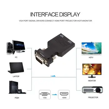 VAG Į HDMI Konverteris Adapteris Su Garso Vyrų ir Moterų Laidai palaiko 1080P Signalo Išėjimas HDTV Monitorius, Projektorius PC