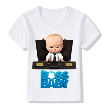 Vaikai Drabužių 2-14 Metų Vaikams Bosas Kūdikių Spausdinti Juokinga T Shirt Baby Girls Cartoon Trumpas Rankovės Vasaros Viršūnes