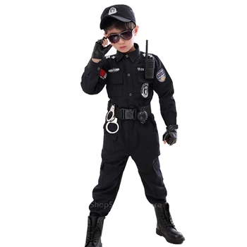 Vaikai Eismo Specialiųjų Policijos Halloween Carnival Partijos Veiklos Policininkų Uniformą Vaikai Armija, Berniukai, Cosplay Kostiumai, 110-160CM