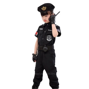 Vaikai Helovinas Eismo Specialiųjų Policijos Kostiumai Vaikams Berniukams Armijos Policininkų Cosplay Drabužių Rinkiniai Šalies Karnavalas Policijos Uniformą