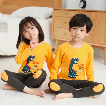 Vaikai Pižama Komplektas Baby Girl Drabužius ilgomis rankovėmis Vaikams, Cartoon Sleepwear Medvilnės Pyjama Inflantil Berniukai Pijamas Bamblys naktiniai drabužiai