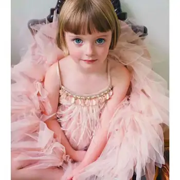 Vaikai Princesė Suknelės Mergaitėms, Vaikams, Plunksnų Duobute Blizgučiais Chalatai Bamblys Gimtadienio Frocks Baby Boutique Tutu Sukneles