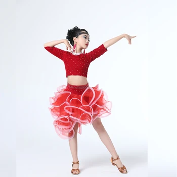 Vaiko vaikas, vaikai lotynų šokių suknelė mergaitėms Profesionalių Sportinių Konkurencijos vaikams Modernus Valsas tango, Cha Cha Kostiumai