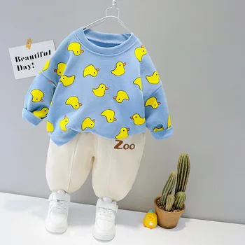 Vaikų drabužiai kūdikiams ilgomis rankovėmis dviejų dalių komplektas 1-4 metų mergaitė, pavasarį ir rudenį naujų animacinių filmų laisvalaikio sportinis kostiumas