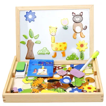 Vaikų dvipusė magnetinė piešimo lenta spalvų tėvų-vaikų žaidimas tapyba multi-funkcija dėlionės blokai dovana