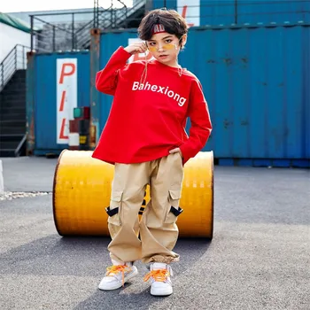 Vaikų Džiazo Šokio Kostiumai Prarasti Geltonos spalvos marškinėliai, Kelnės hip-hop ' o Drabužių Berniukai Šiuolaikinio Šokio Scenoje dėvėti Koncertas Gatvės Komplektai