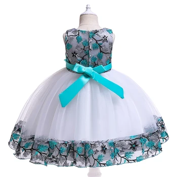 Vaikų Gėlių Aplikacija vakarinę Suknelę Vaikų Tinklinio Princesės Suknelės Už 3-7 Metų Mergina, Vaikai, Vestuves Custome Drabužiai