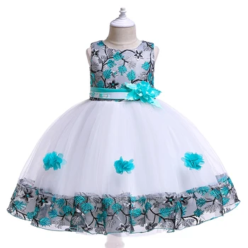 Vaikų Gėlių Aplikacija vakarinę Suknelę Vaikų Tinklinio Princesės Suknelės Už 3-7 Metų Mergina, Vaikai, Vestuves Custome Drabužiai