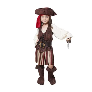 Vaikų Mergaičių Piratų Cosplay Kostiumų Vaikų Mergaičių Puras Helovinas Karibų Jūros Piratai Cosutmes