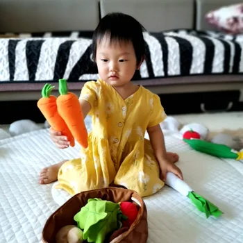 Vaikų Namų Žaislas Mergina Kūdikių Imituojamas Daržovių ir Vaisių Rinkinys Virtuvės Valgių Pažinimo Formos Pliušinis modeliavimas, Audiniu, Minkštas
