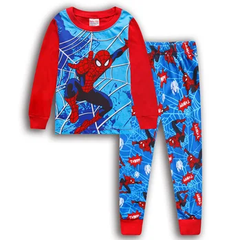Vaikų Pižama Pavasario Long Sleeve T Shirt+Ziajać Sporto Rinkinį Animacinių filmų Spiderman Vaikas Pižamos Berniukui, Mergina Kūdikių Pabėgiai Sleepwear 2-7T