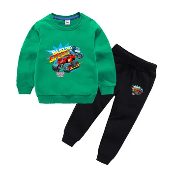 Vaikų Rinkiniai pavasarį ir rudenį Blaze ir monster mašina drabužių medvilnės vaikų megztinis + kelnės animacinių filmų berniukas mergaitė