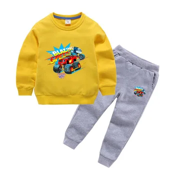 Vaikų Rinkiniai pavasarį ir rudenį Blaze ir monster mašina drabužių medvilnės vaikų megztinis + kelnės animacinių filmų berniukas mergaitė