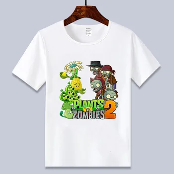 Vaikų sportinius marškinėlius, augalai vs zombies berniukų drabužiai pvz animaciją žaidimas modelio berniukų drabužiai vaikams medvilnės O-Kaklo T-shirt vasaros viršūnes