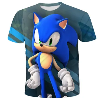 Vaizdo žaidimas Sonic T-shirt 3D O pritvirtinti spausdinti vasaros atsitiktinis berniukas/mergaitė trumparankoviai vaikų viršų