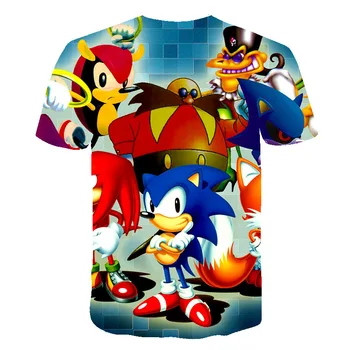 Vaizdo Žaidimas Sonic the hedgehog T-shirt Plius Dydžio 3D O-Kaklo Spausdinti Marškinėlius Moterims Vasaros Atsitiktinis Berniukas Mergaitė Trumpas Rankovėmis Tee Vaikai Viršūnės
