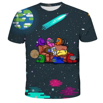Vaizdo Žaidimų Tarp Mūsų T-shirt Vaikai 3D O-Kaklo Animacinių filmų Trumpas Rankovės Tees Unisex Streetwear Harajuku Kūdikių Berniukų Drabužius Vasaros Viršūnes