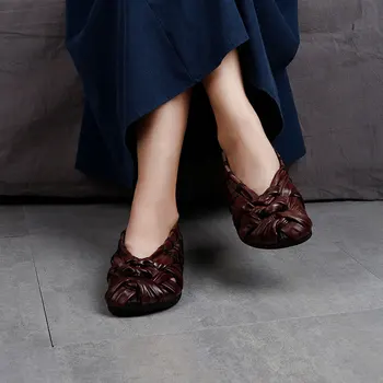 VALLU2020 vasaros new Roman batų odos tinklelio moterų batai minkšto dugno retro asmenybė rankų darbo moterų sandalai