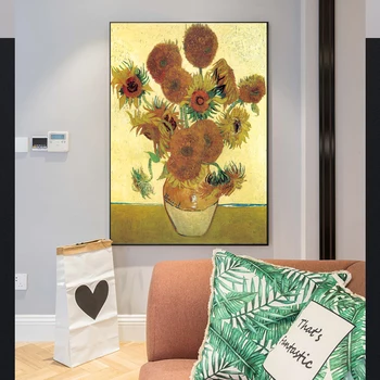Van Gogho Saulėgrąžos Paveikslų Reprodukcijos Ant Sienos Impresionistų Gėlių Sienos Menas Drobė Nuotraukas Kambarį Cuadros Dekoras