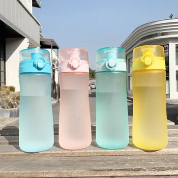 Vandens Butelis Kawaii 450ml Candy Spalva Tiesiogiai Geriamojo nepralaidžiose Matinio Plastiko Mėlyna Puodeliai Sulčių Lauko Kelionių Buteliai