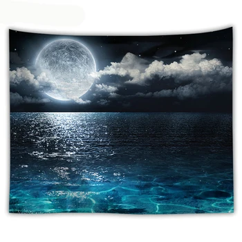 Vandenynas mėnulyje gobelenas pobūdžio bendrabučio sienos kabo dekoro troba lašas laivybos audinio sienos audiniai gobelenai
