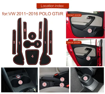 Vartų angą padas Volkswagen Polo Polo GTI 2011-2016 Dulkių kilimėliai Vandens Miestelyje Ne slydimo kilimėliai RAUDONA MĖLYNA BALTA