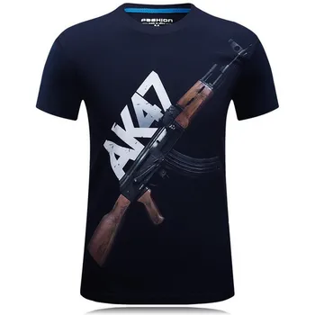 Vasaros 2020 naujas 3D T-shirt vyrai spausdinti AK 47 pistoletas juokinga atsitiktinis marškiniai, trumparankoviai marškinėliai, O apykaklė vyrų punk t-marškinėliai tee viršų