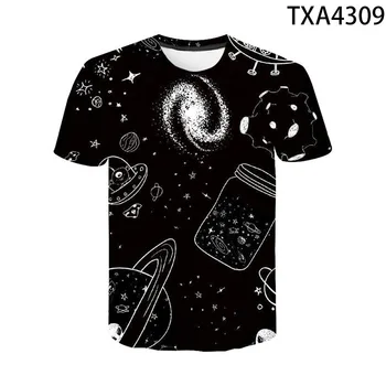 Vasaros 3D Atspausdintas T-shirt Žvaigždėtas Dangus trumpomis Rankovėmis Vyrams, Moterims, Vaikams, Kietas Tee Viršūnes Vyrų Streetwear Cool Marškinėliai Berniukas mergaitė Vaikai