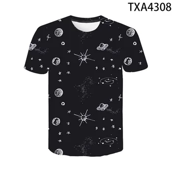 Vasaros 3D Atspausdintas T-shirt Žvaigždėtas Dangus trumpomis Rankovėmis Vyrams, Moterims, Vaikams, Kietas Tee Viršūnes Vyrų Streetwear Cool Marškinėliai Berniukas mergaitė Vaikai