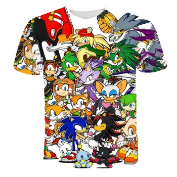 Vasaros 4-14 Metų Berniukų Drabužiai Animacinių filmų T-Shirt Tarp Mūsų Marškinėliai, Sonic The Hedgehog Spausdinti Vaikai Tee Kūdikių Viršūnes Vaikų marškinėliai