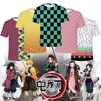 Vasaros Anime Demon Slayer Cosplay Apranga 3d Skaitmeninis Atspausdintas Atsitiktinis trumpomis Rankovėmis T-shirt Kamado Nezuko