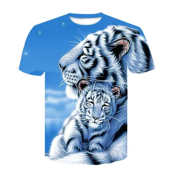 Vasaros apvalios apykaklės tigras tendencija 3D atspausdintas trumpas rankovėmis marškinėliai madingi vyriški laisvalaikio riedlentė viršų