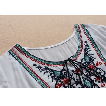 Vasaros Etninės Boho Siuvinėjimo Moterų Palaidinė Trumpomis Rankovėmis Atsitiktinis Palaidinės, Marškinėliai, Plius Dydis Moterų Drabužiai Blusas Mujer De Moda 2021