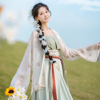 Vasaros Kinijos Tradicinių Kostiumų Hanfu Moterų Pasakų Suknelė Song Dinastijos Princesė Drabužių Rytietišką Tango Hanfu Suknelės DWY3906